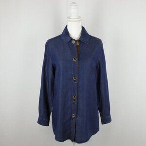 Soft Surroundings Women's Women's XS Blue Chambray Long Sleeve Button Up Shirt